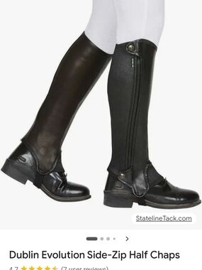 DUBLIN Evolution Side-Zip Black Leather Half Chaps